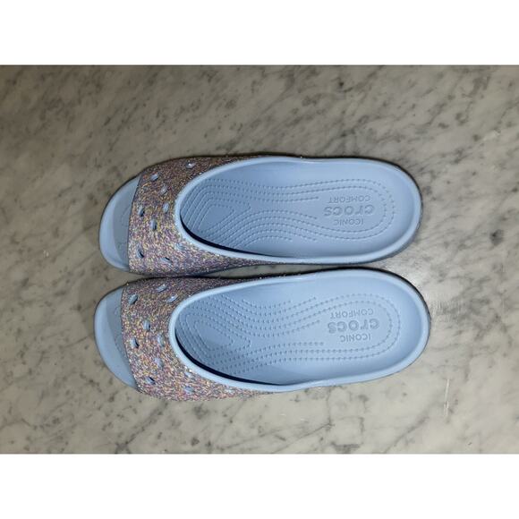 Crocs Women’s 9 Platform Slip On Moon Jelly Blue Glitter Excellent - Picture 12 of 14
